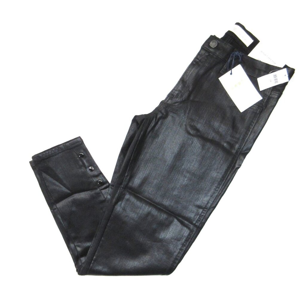 NWT GAP 1969 Inner Cozy Legging in Black Orbit Coated Side Snap Stretch Jeans 27 - Picture 7 of 11